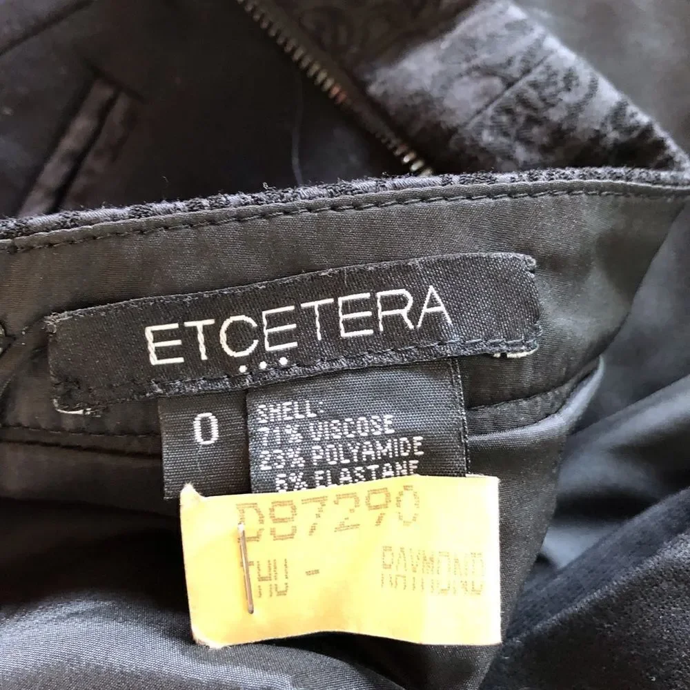 Etcetera Black Zipper Waist Trim Dress Skirt 0